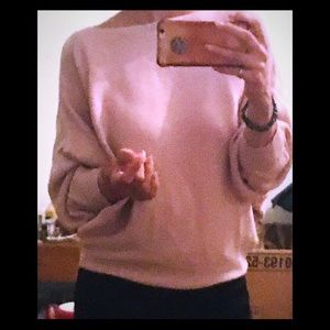 Light beige rib knit top